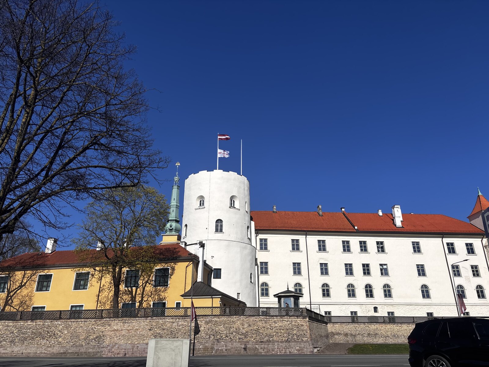 Side view of Riga Castle on the Daugava — the Latvian presidential residence