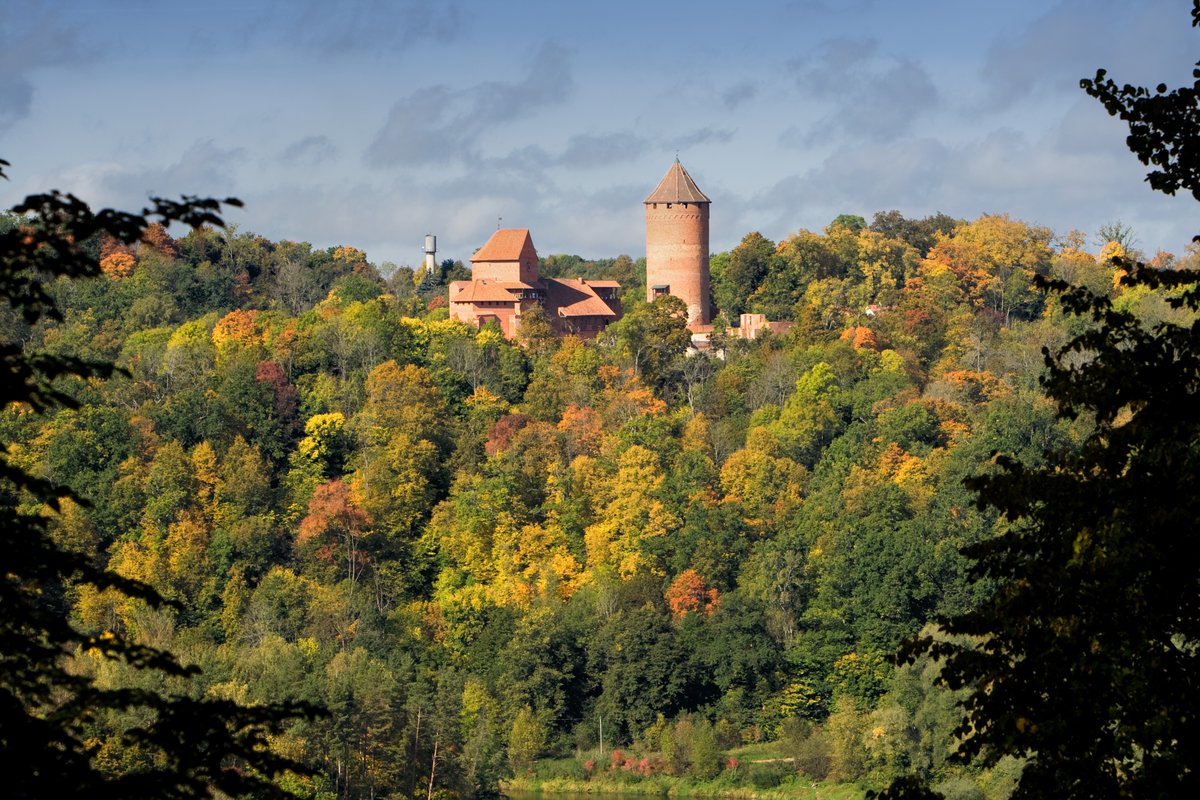Ruines du château de Cēsis dans la forêt automnale, le second château de la journée à Sigulda